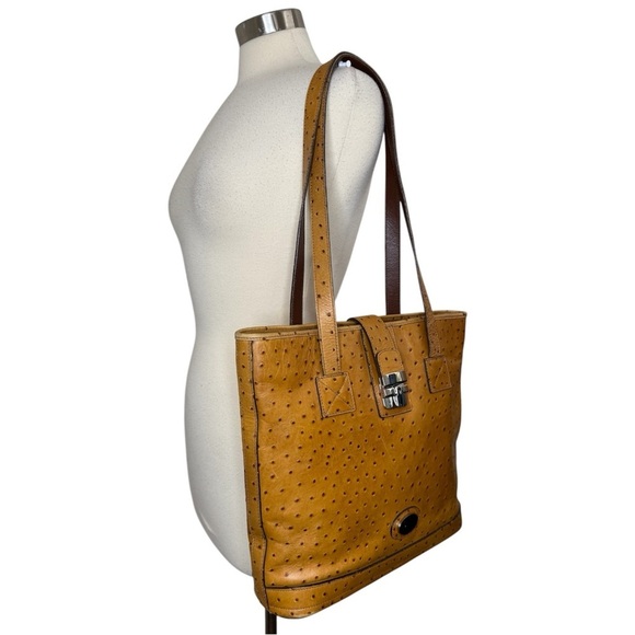 Dooney & Bourke Handbags - VTG Dooney & Bourke Ostrich-Textured Leather Tote Handbag